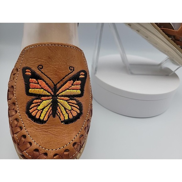 Sandals Women's Huarache Artesanías- Butterfly Embroidery Sandals Size 6 - NEW - Picture 6 of 16